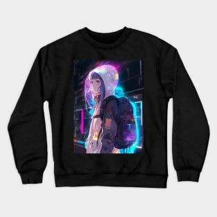 Cyber Futuristic Girl - Anime Wallpaper Crewneck Sweatshirt